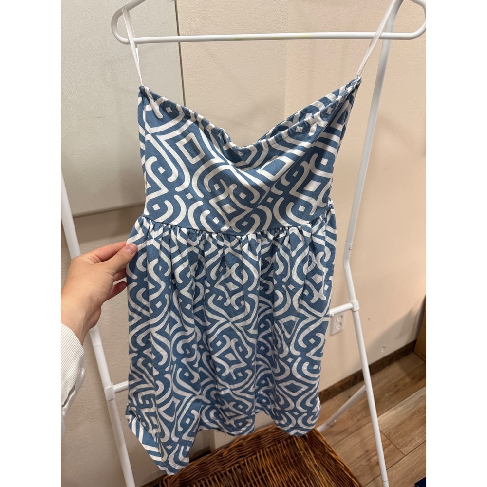 Coastal Island Blue Beachy Y2K Strapless Mini Dress Size XL